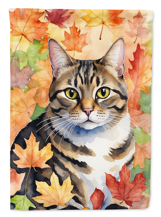 Caroline's Treasures California Spangled Cat in Fall Leaves House Flag Large Porch Sleeve Pole Decorative Outside Yard