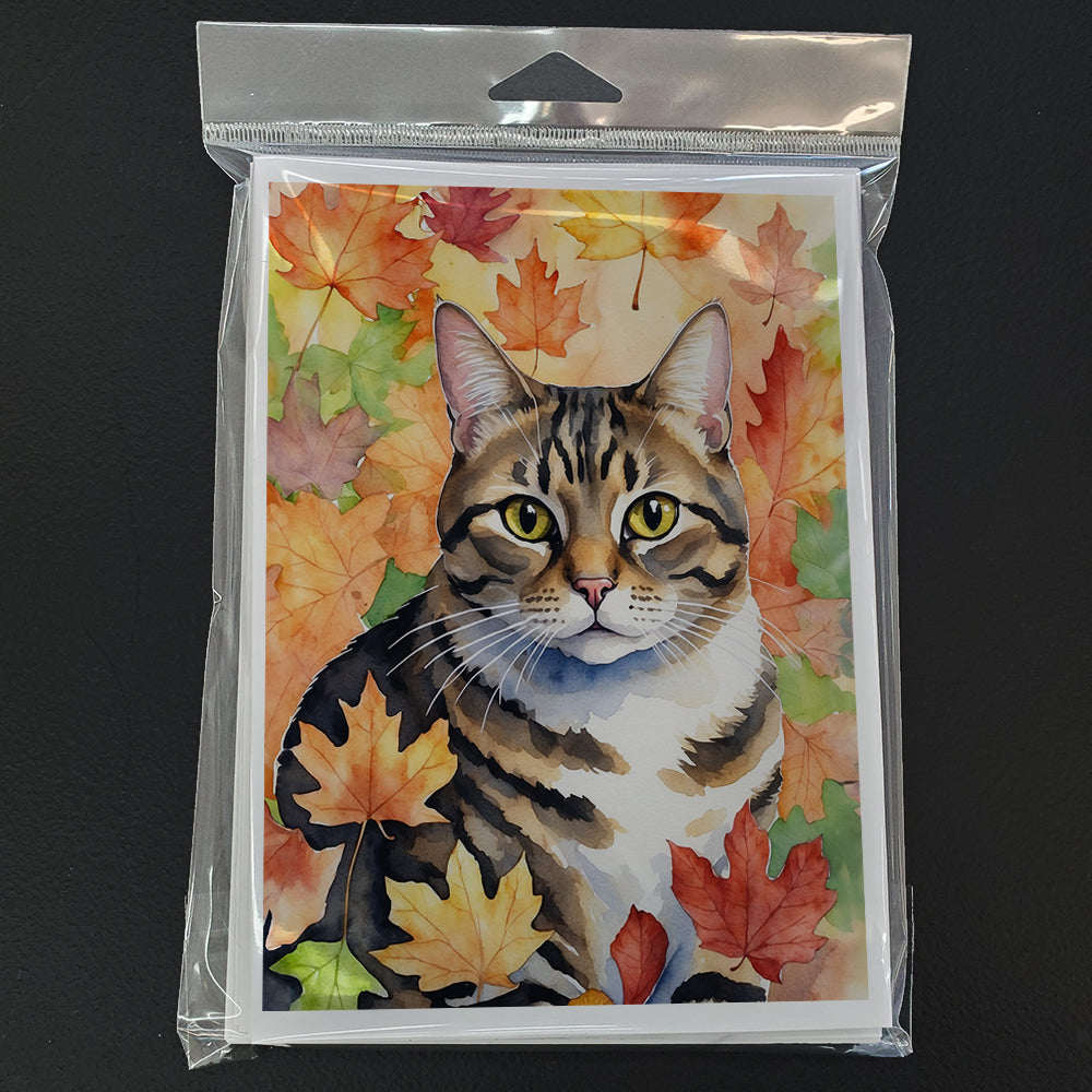 Caroline's Treasures California Spangled Cat in Fall Leaves Greeting Cards Pack of 8 Blank Cards with Envelopes - image 3