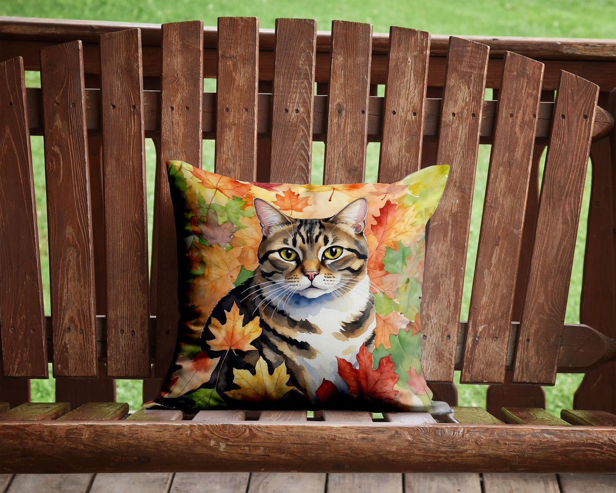 Caroline's Treasures California Spangled Cat in Fall Leaves Throw Pillow Machine Washable, Indoor Outdoor Decorative - image 2