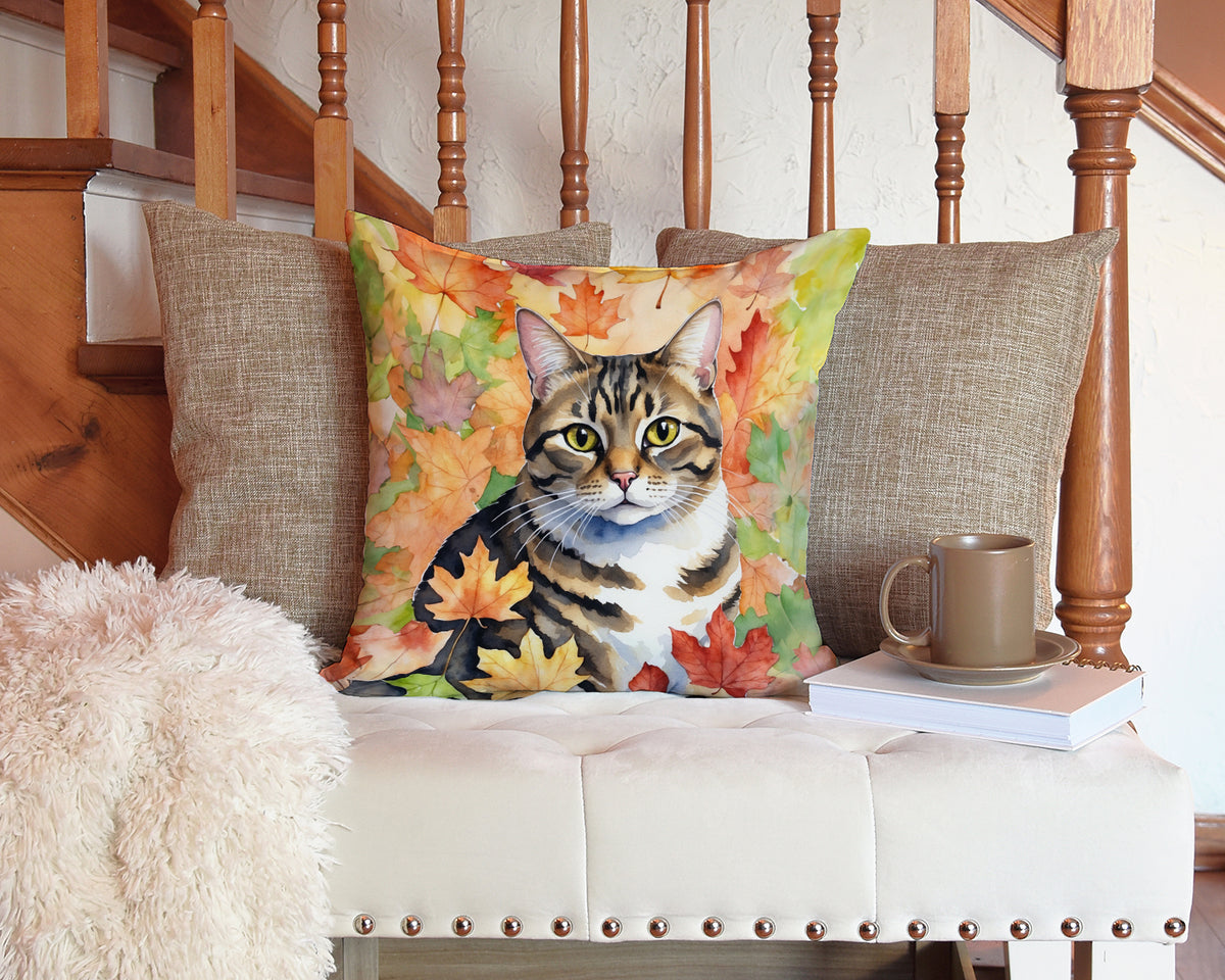 Caroline's Treasures California Spangled Cat in Fall Leaves Throw Pillow Machine Washable, Indoor Outdoor Decorative - image 3