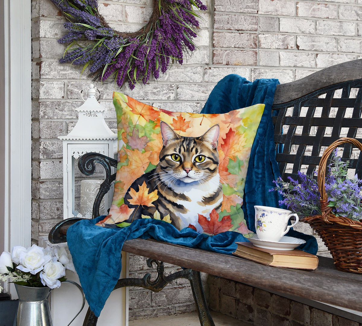 Caroline's Treasures California Spangled Cat in Fall Leaves Throw Pillow Machine Washable, Indoor Outdoor Decorative - image 4