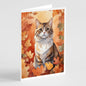 Caroline's Treasures Chantilly Tiffany Cat in Fall Leaves Greeting Cards Pack of 8 Blank Cards with Envelopes Whimsical