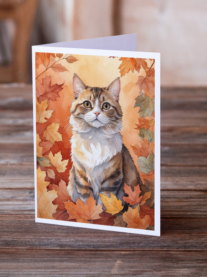 Caroline's Treasures Chantilly Tiffany Cat in Fall Leaves Greeting Cards Pack of 8 Blank Cards with Envelopes Whimsical - image 2