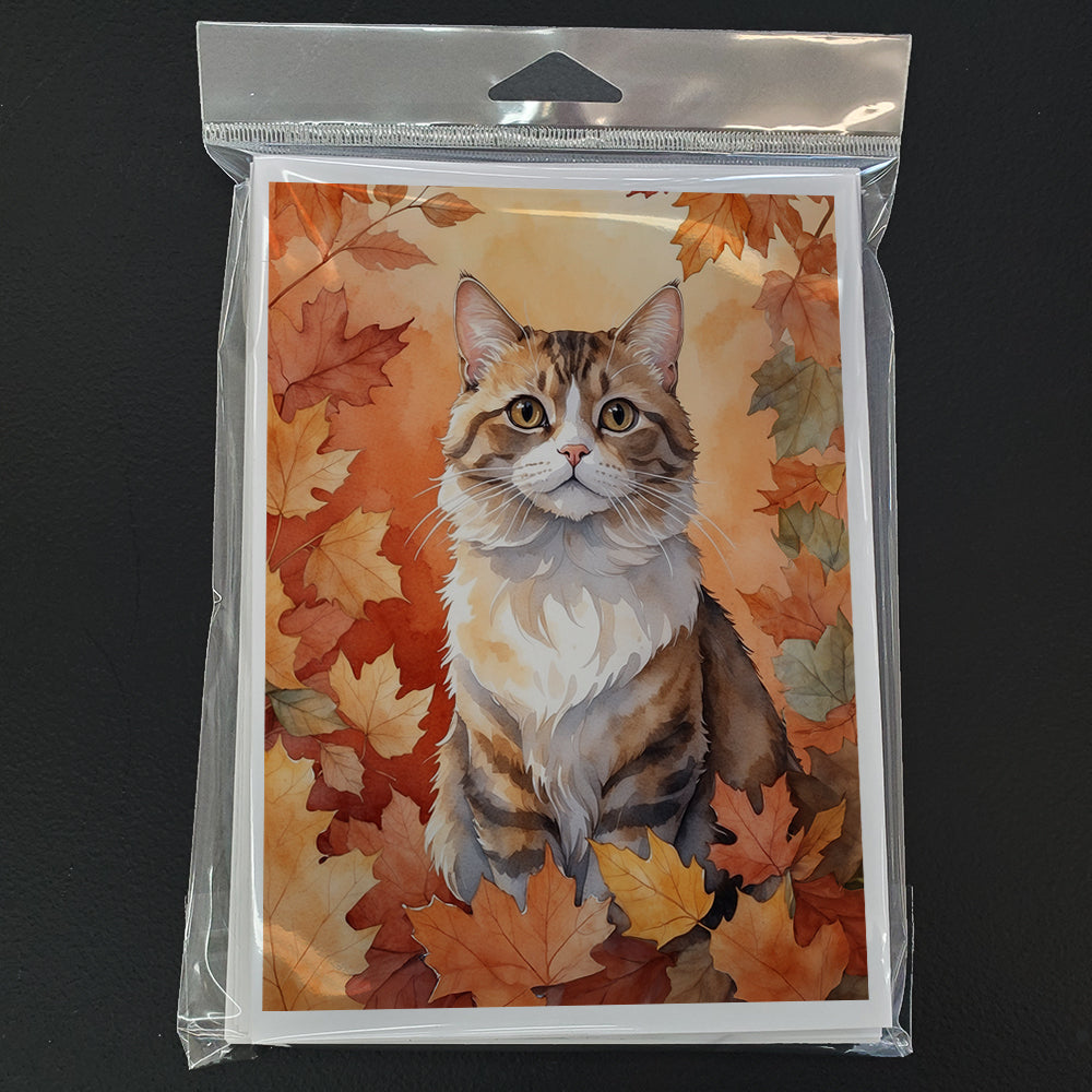 Caroline's Treasures Chantilly Tiffany Cat in Fall Leaves Greeting Cards Pack of 8 Blank Cards with Envelopes Whimsical - image 3