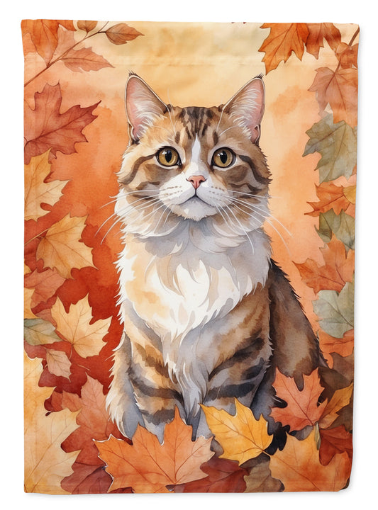 Caroline's Treasures Chantilly Tiffany Cat in Fall Leaves Garden Flag Mailbox Flag Decorative Yard Flag Banner Outside
