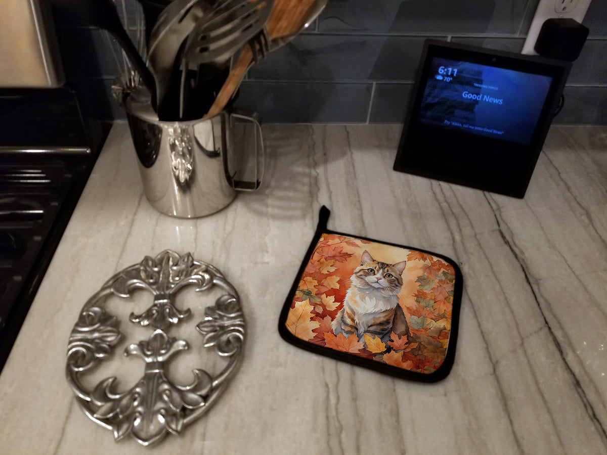 Caroline's Treasures Chantilly Tiffany Cat in Fall Leaves Pair of Pot Holders Kitchen Heat Resistant Pot Holders Sets - image 3