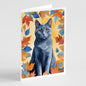 Caroline's Treasures Chartreux Cat in Fall Leaves Greeting Cards Pack of 8 Blank Cards with Envelopes Whimsical A7 Size