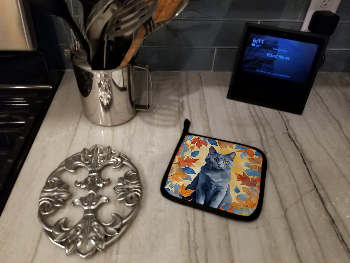 Caroline's Treasures Chartreux Cat in Fall Leaves Pair of Pot Holders Kitchen Heat Resistant Pot Holders Sets Oven Hot - image 3