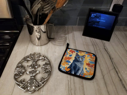 Caroline's Treasures Chartreux Cat in Fall Leaves Pair of Pot Holders Kitchen Heat Resistant Pot Holders Sets Oven Hot - image 3