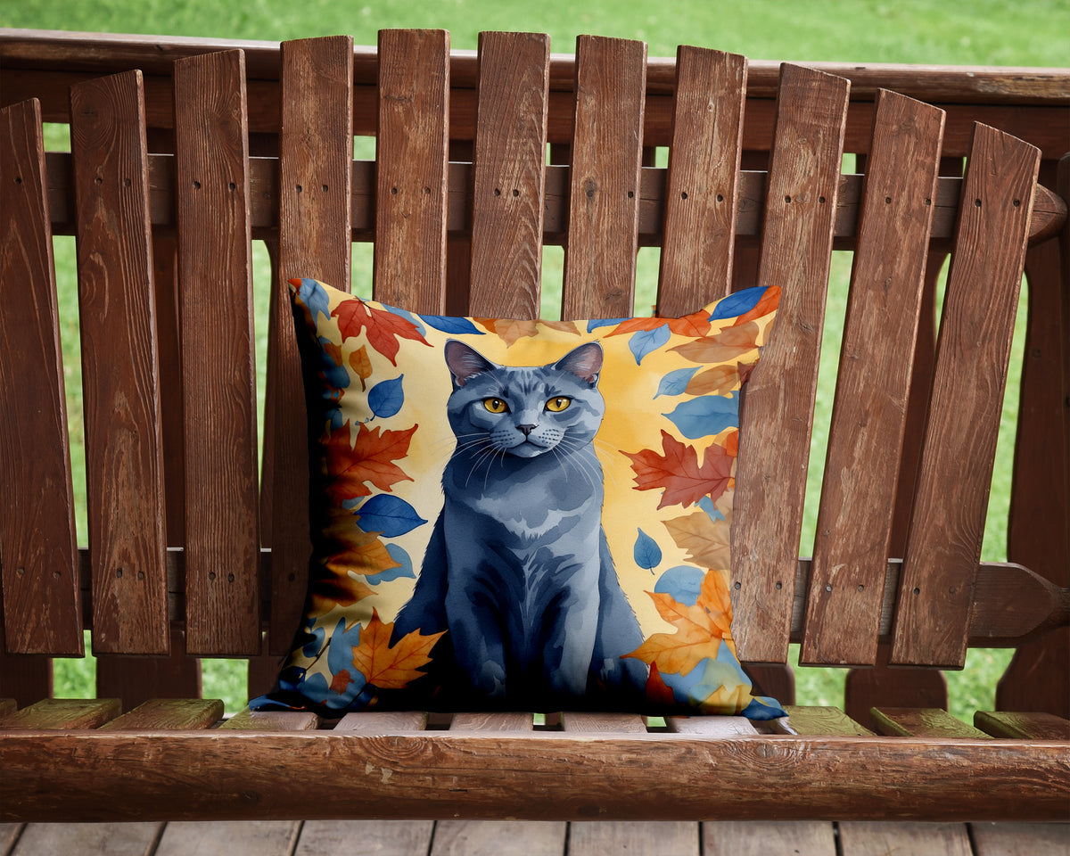 Caroline's Treasures Chartreux Cat in Fall Leaves Throw Pillow Machine Washable, Indoor Outdoor Decorative Pillow for - image 2