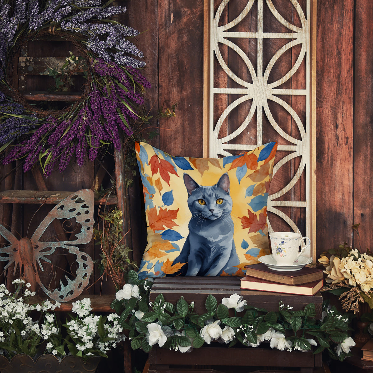 Caroline's Treasures Chartreux Cat in Fall Leaves Throw Pillow Machine Washable, Indoor Outdoor Decorative Pillow for - image 5