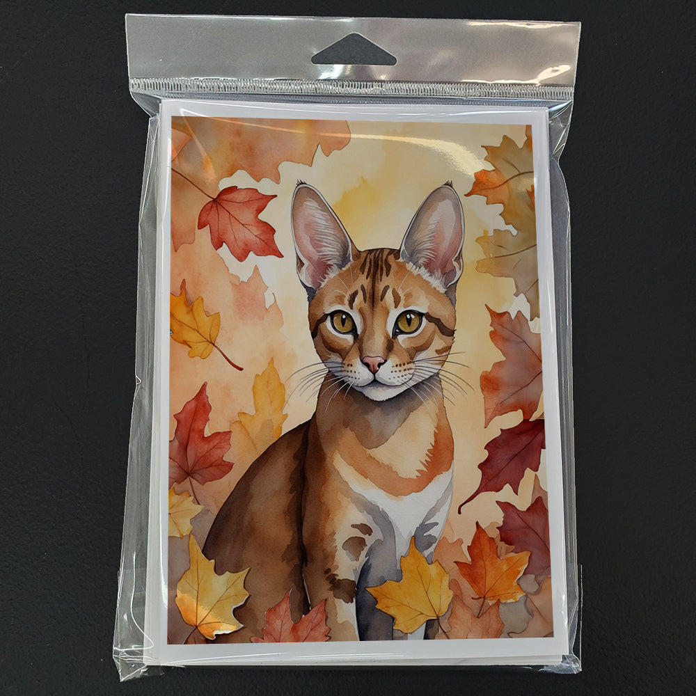 Caroline's Treasures Chausie Cat in Fall Leaves Greeting Cards Pack of 8 Blank Cards with Envelopes Whimsical A7 Size - image 3