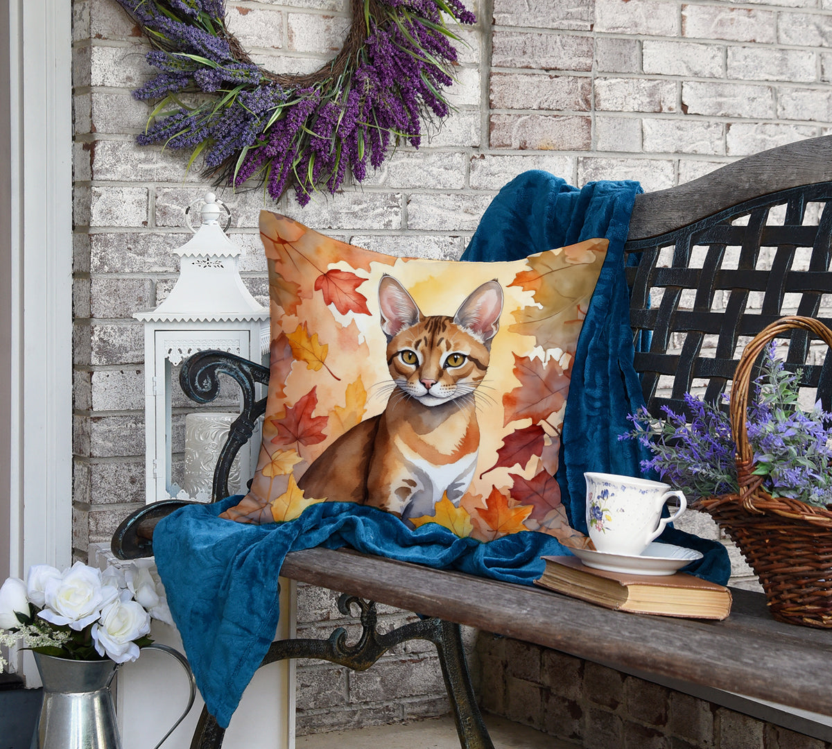 Caroline's Treasures Chausie Cat in Fall Leaves Throw Pillow Machine Washable, Indoor Outdoor Decorative Pillow for - image 4
