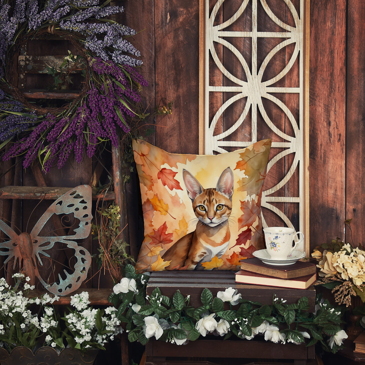 Caroline's Treasures Chausie Cat in Fall Leaves Throw Pillow Machine Washable, Indoor Outdoor Decorative Pillow for - image 6