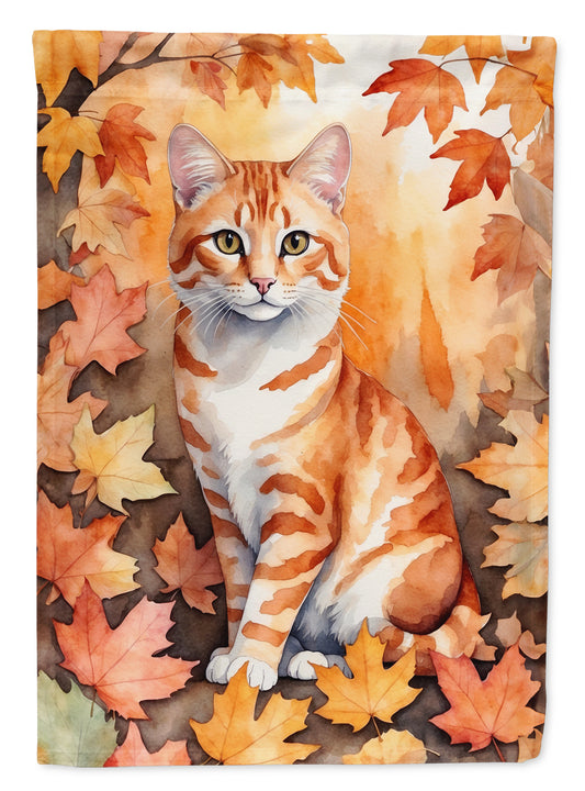 Caroline's Treasures Cheetoh Cat in Fall Leaves House Flag Large Porch Sleeve Pole Decorative Outside Yard Banner