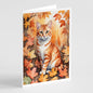 Caroline's Treasures Cheetoh Cat in Fall Leaves Greeting Cards Pack of 8 Blank Cards with Envelopes Whimsical A7 Size