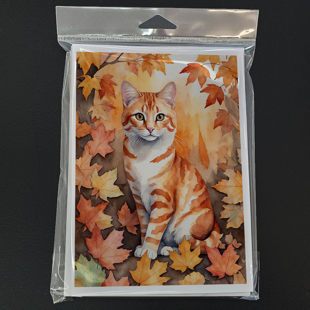 Caroline's Treasures Cheetoh Cat in Fall Leaves Greeting Cards Pack of 8 Blank Cards with Envelopes Whimsical A7 Size - image 3