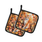 Caroline's Treasures Cheetoh Cat in Fall Leaves Pair of Pot Holders Kitchen Heat Resistant Pot Holders Sets Oven Hot