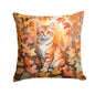 Caroline's Treasures Cheetoh Cat in Fall Leaves Throw Pillow Machine Washable, Indoor Outdoor Decorative Pillow for