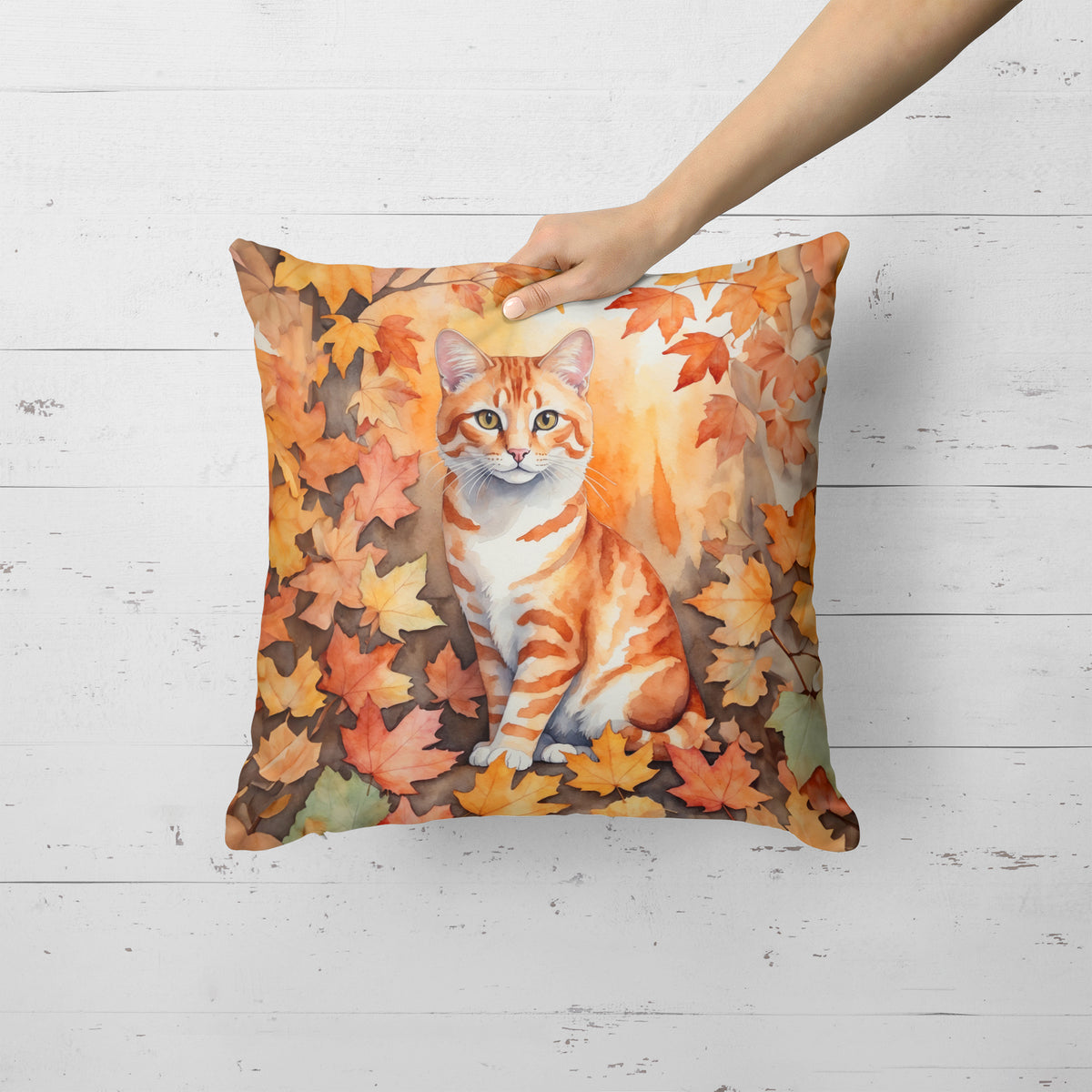 Caroline's Treasures Cheetoh Cat in Fall Leaves Throw Pillow Machine Washable, Indoor Outdoor Decorative Pillow for - image 2