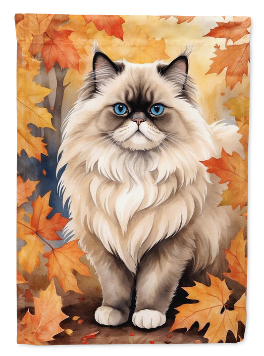 Caroline's Treasures Colorpoint Longhair Cat in Fall Leaves Garden Flag Mailbox Flag Decorative Yard Flag Banner