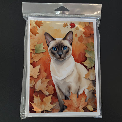 Caroline's Treasures Colorpoint Shorthair Cat in Fall Leaves Greeting Cards Pack of 8 Blank Cards with Envelopes - image 3