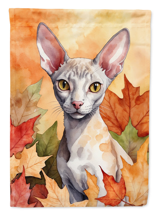 Caroline's Treasures Cornish Rex Cat in Fall Leaves House Flag Large Porch Sleeve Pole Decorative Outside Yard Banner