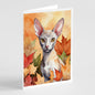 Caroline's Treasures Cornish Rex Cat in Fall Leaves Greeting Cards Pack of 8 Blank Cards with Envelopes Whimsical A7