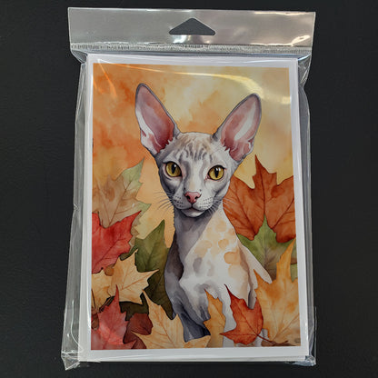 Caroline's Treasures Cornish Rex Cat in Fall Leaves Greeting Cards Pack of 8 Blank Cards with Envelopes Whimsical A7 - image 3