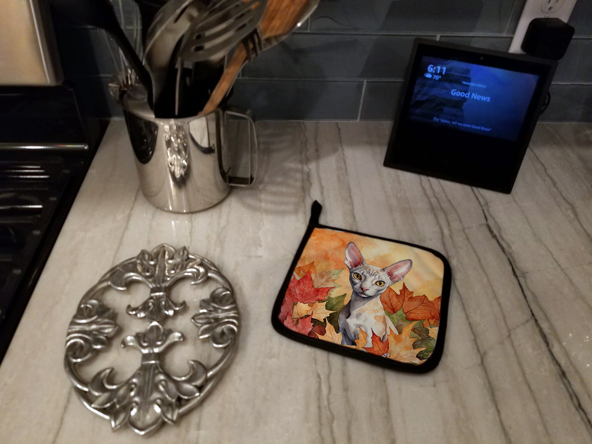 Caroline's Treasures Cornish Rex Cat in Fall Leaves Pair of Pot Holders Kitchen Heat Resistant Pot Holders Sets Oven - image 3