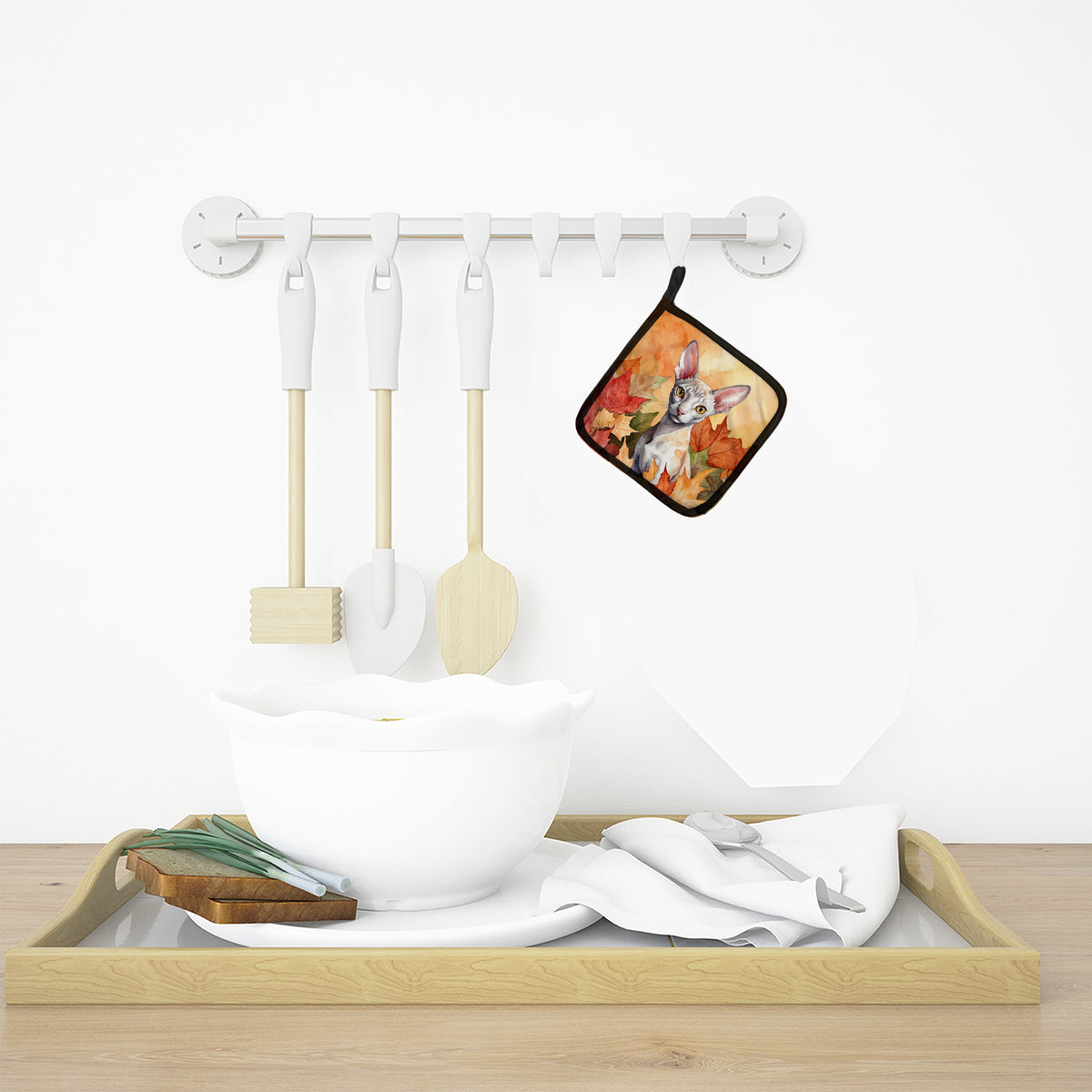 Caroline's Treasures Cornish Rex Cat in Fall Leaves Pair of Pot Holders Kitchen Heat Resistant Pot Holders Sets Oven - image 7