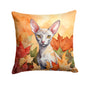 Caroline's Treasures Cornish Rex Cat in Fall Leaves Throw Pillow Machine Washable, Indoor Outdoor Decorative Pillow for