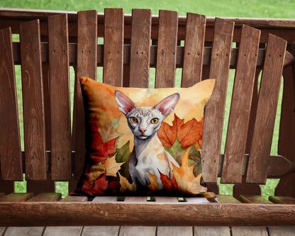 Caroline's Treasures Cornish Rex Cat in Fall Leaves Throw Pillow Machine Washable, Indoor Outdoor Decorative Pillow for - image 2