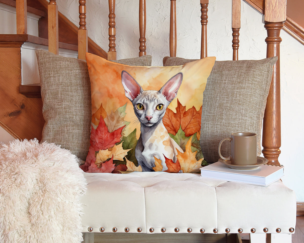 Caroline's Treasures Cornish Rex Cat in Fall Leaves Throw Pillow Machine Washable, Indoor Outdoor Decorative Pillow for - image 3