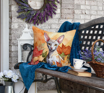 Caroline's Treasures Cornish Rex Cat in Fall Leaves Throw Pillow Machine Washable, Indoor Outdoor Decorative Pillow for - image 4