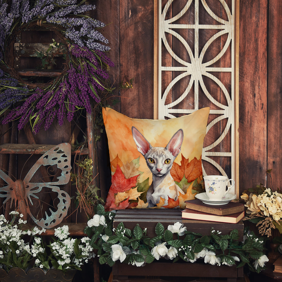 Caroline's Treasures Cornish Rex Cat in Fall Leaves Throw Pillow Machine Washable, Indoor Outdoor Decorative Pillow for - image 6