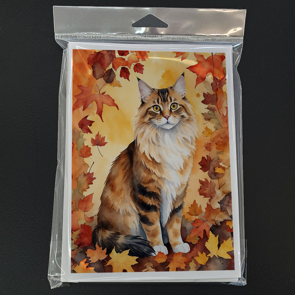 Caroline's Treasures Cymric Cat in Fall Leaves Greeting Cards Pack of 8 Blank Cards with Envelopes Whimsical A7 Size - image 3