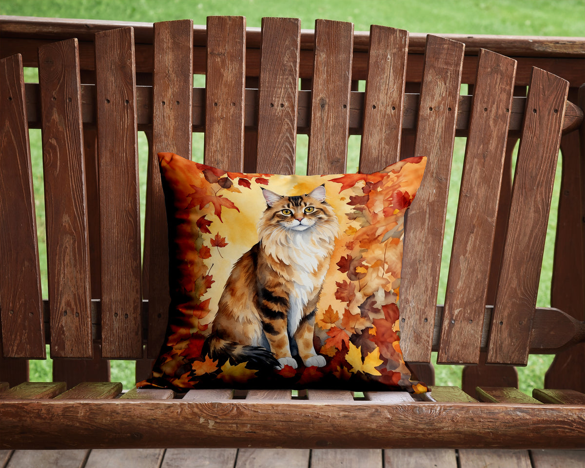 Caroline's Treasures Cymric Cat in Fall Leaves Throw Pillow Machine Washable, Indoor Outdoor Decorative Pillow for - image 2