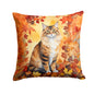 Caroline's Treasures Cymric Cat in Fall Leaves Throw Pillow Machine Washable, Indoor Outdoor Decorative Pillow for