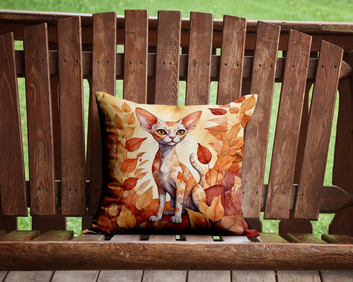 Caroline's Treasures Devon Rex Cat in Fall Leaves Throw Pillow Machine Washable, Indoor Outdoor Decorative Pillow for - image 2