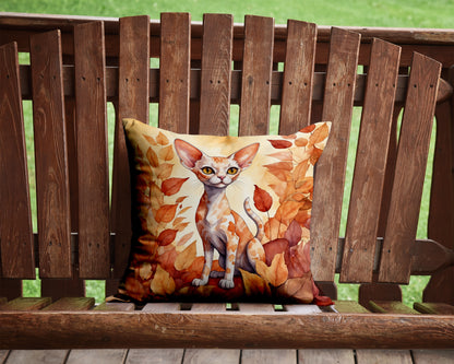 Caroline's Treasures Devon Rex Cat in Fall Leaves Throw Pillow Machine Washable, Indoor Outdoor Decorative Pillow for - image 2