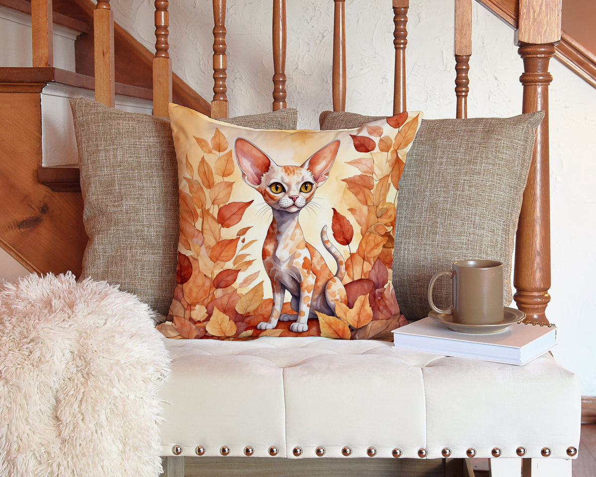 Caroline's Treasures Devon Rex Cat in Fall Leaves Throw Pillow Machine Washable, Indoor Outdoor Decorative Pillow for - image 3