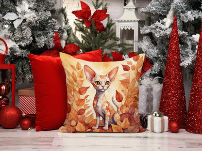 Caroline's Treasures Devon Rex Cat in Fall Leaves Throw Pillow Machine Washable, Indoor Outdoor Decorative Pillow for - image 6