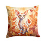 Caroline's Treasures Devon Rex Cat in Fall Leaves Throw Pillow Machine Washable, Indoor Outdoor Decorative Pillow for