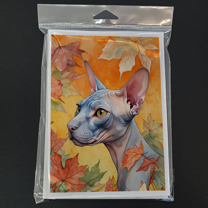Caroline's Treasures Donskoy Don Sphynx Cat in Fall Leaves Greeting Cards Pack of 8 Blank Cards with Envelopes - image 3