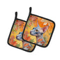 Caroline's Treasures Donskoy Don Sphynx Cat in Fall Leaves Pair of Pot Holders Kitchen Heat Resistant Pot Holders Sets