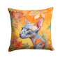 Caroline's Treasures Donskoy Don Sphynx Cat in Fall Leaves Throw Pillow Machine Washable, Indoor Outdoor Decorative