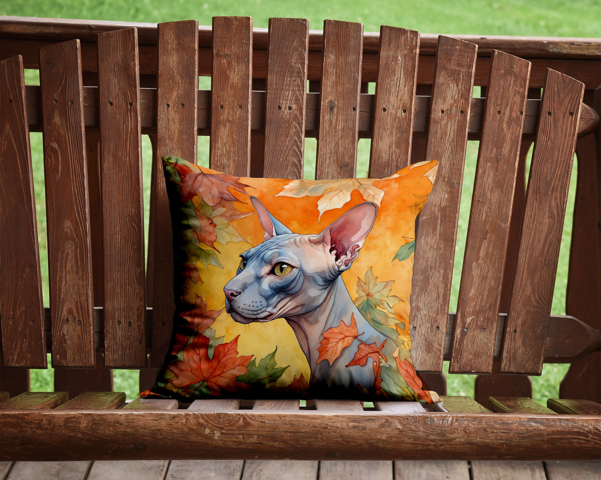 Caroline's Treasures Donskoy Don Sphynx Cat in Fall Leaves Throw Pillow Machine Washable, Indoor Outdoor Decorative - image 2