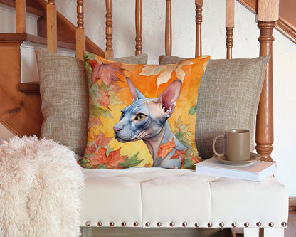 Caroline's Treasures Donskoy Don Sphynx Cat in Fall Leaves Throw Pillow Machine Washable, Indoor Outdoor Decorative - image 3