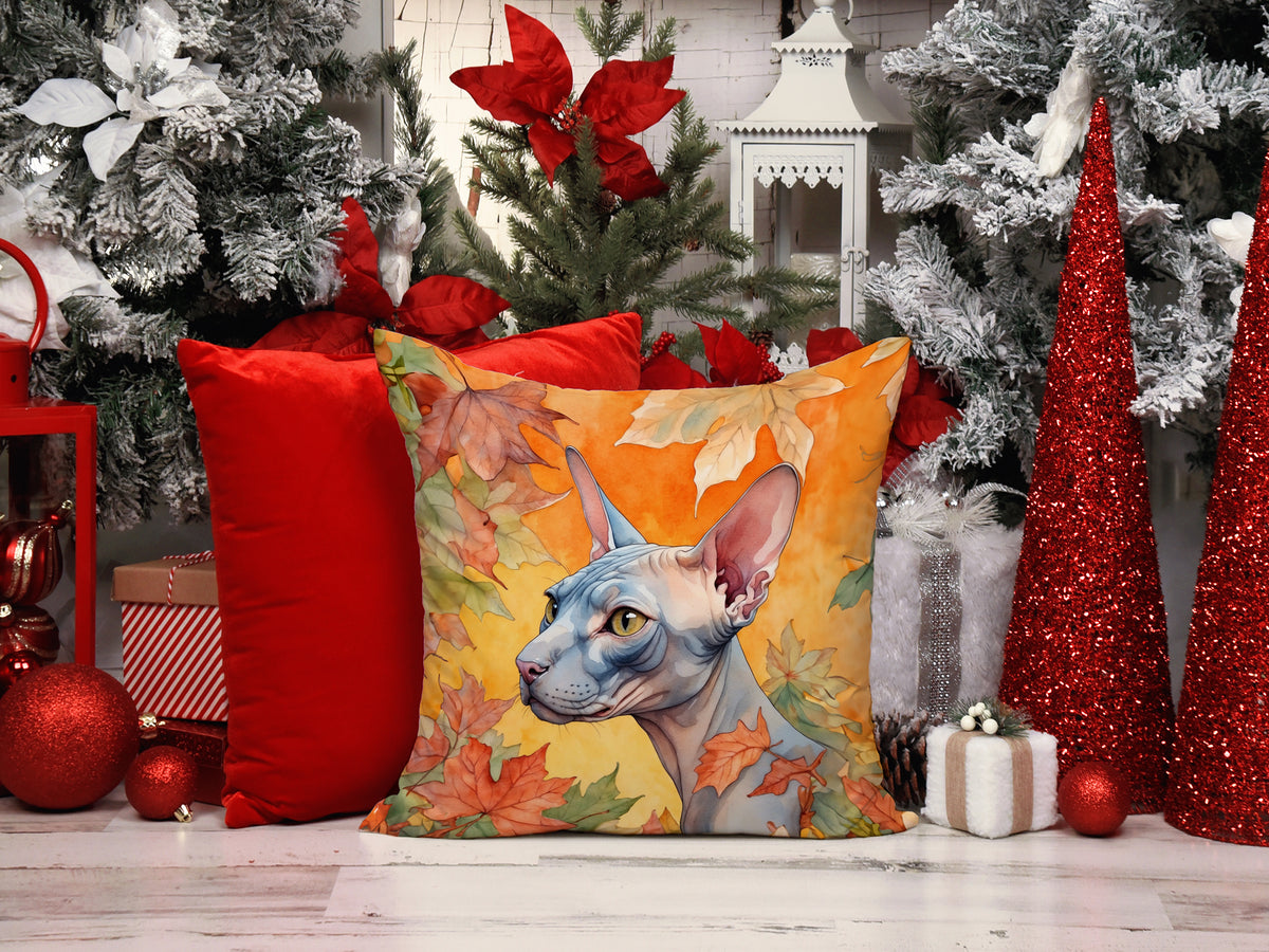 Caroline's Treasures Donskoy Don Sphynx Cat in Fall Leaves Throw Pillow Machine Washable, Indoor Outdoor Decorative - image 7